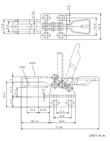 Roestvrije Knevelklem 22025 Elektronisch het Kaliber van de Productentest Nylon het Vastklemmen Hoofd